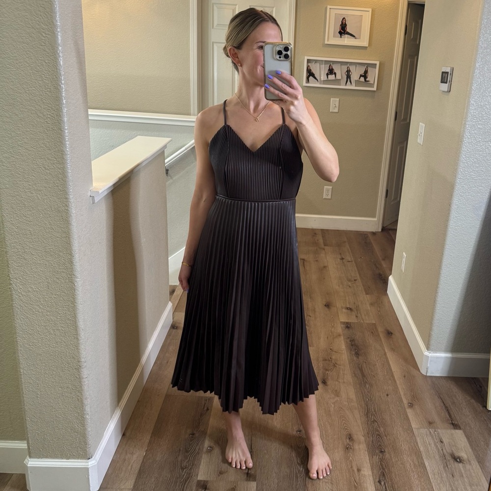 Banana Republic faux leather pleated dress